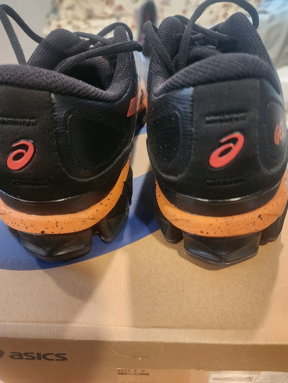 Asics Gel Quantum 180 Black and Orange Athletic Shoes - Picture 2 of 6